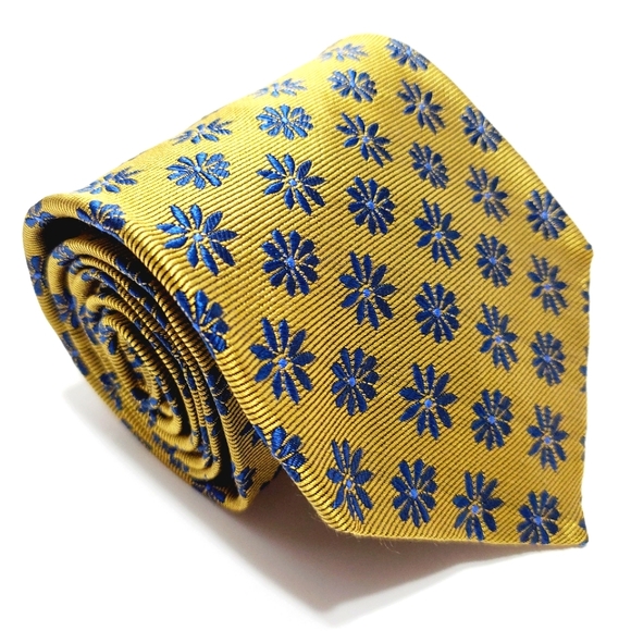 Jos. A. Bank Necktie Gold Geometric Pattern Silk Neck Tie - Picture 1 of 5